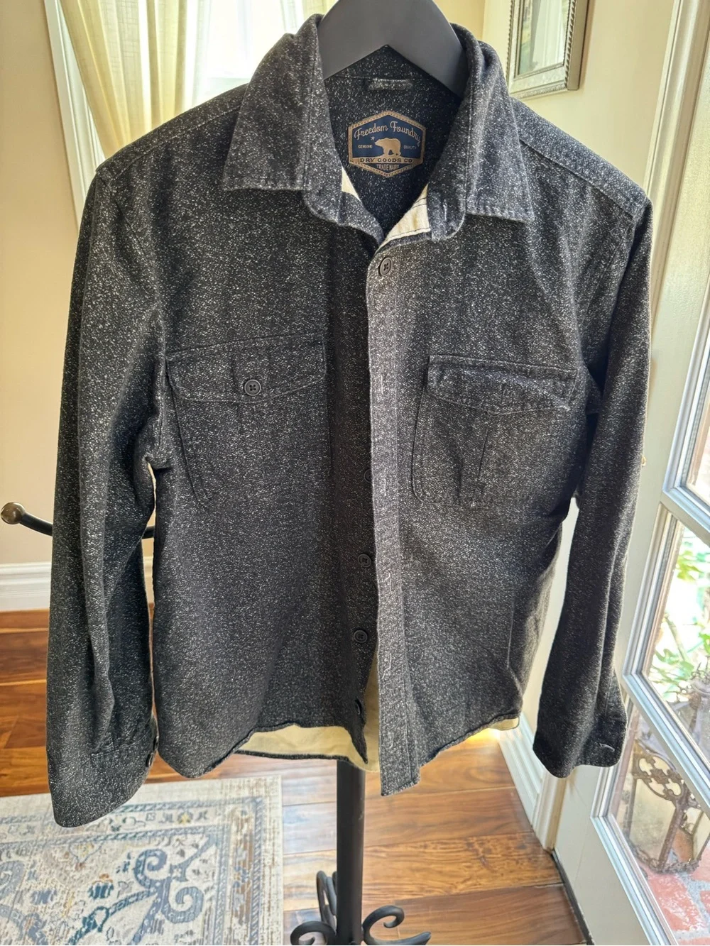 Freedom Foundry Men's Dark Gray Button-Up Jacket Flannel Size Medium